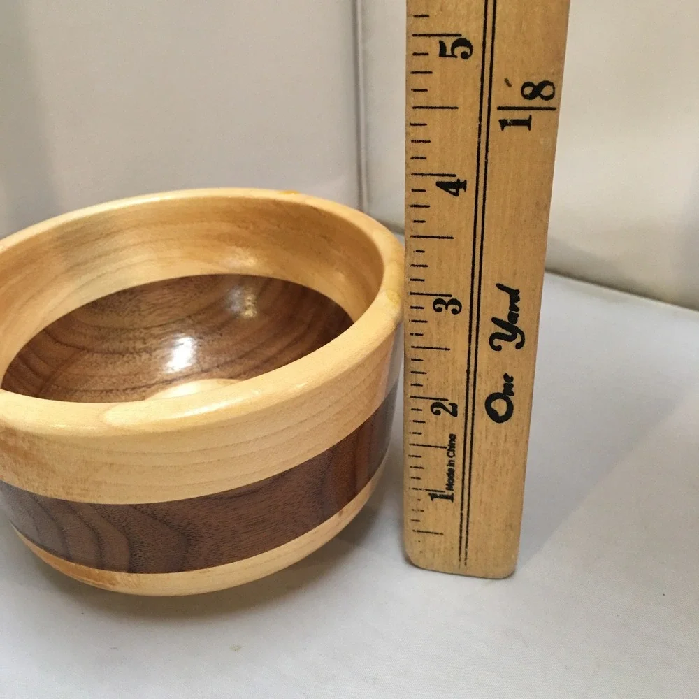 Hand Turned Wood Bowl Unisex Small Tan Brown Two Tone Cottagecore Farmhouse